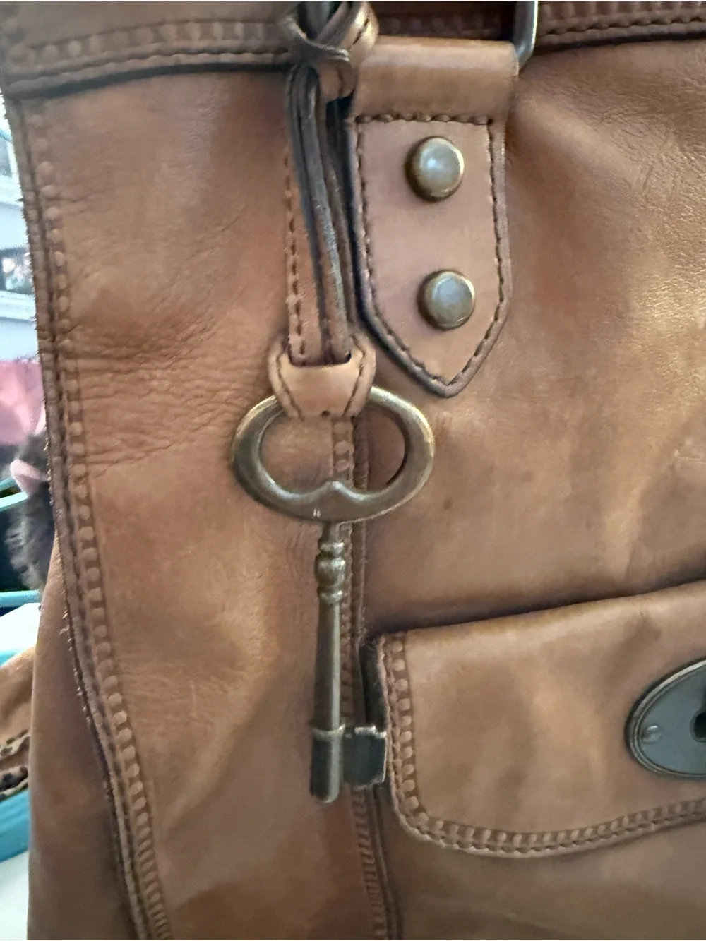Vintage Authentic Fossil Vintage Leather Tote Bag